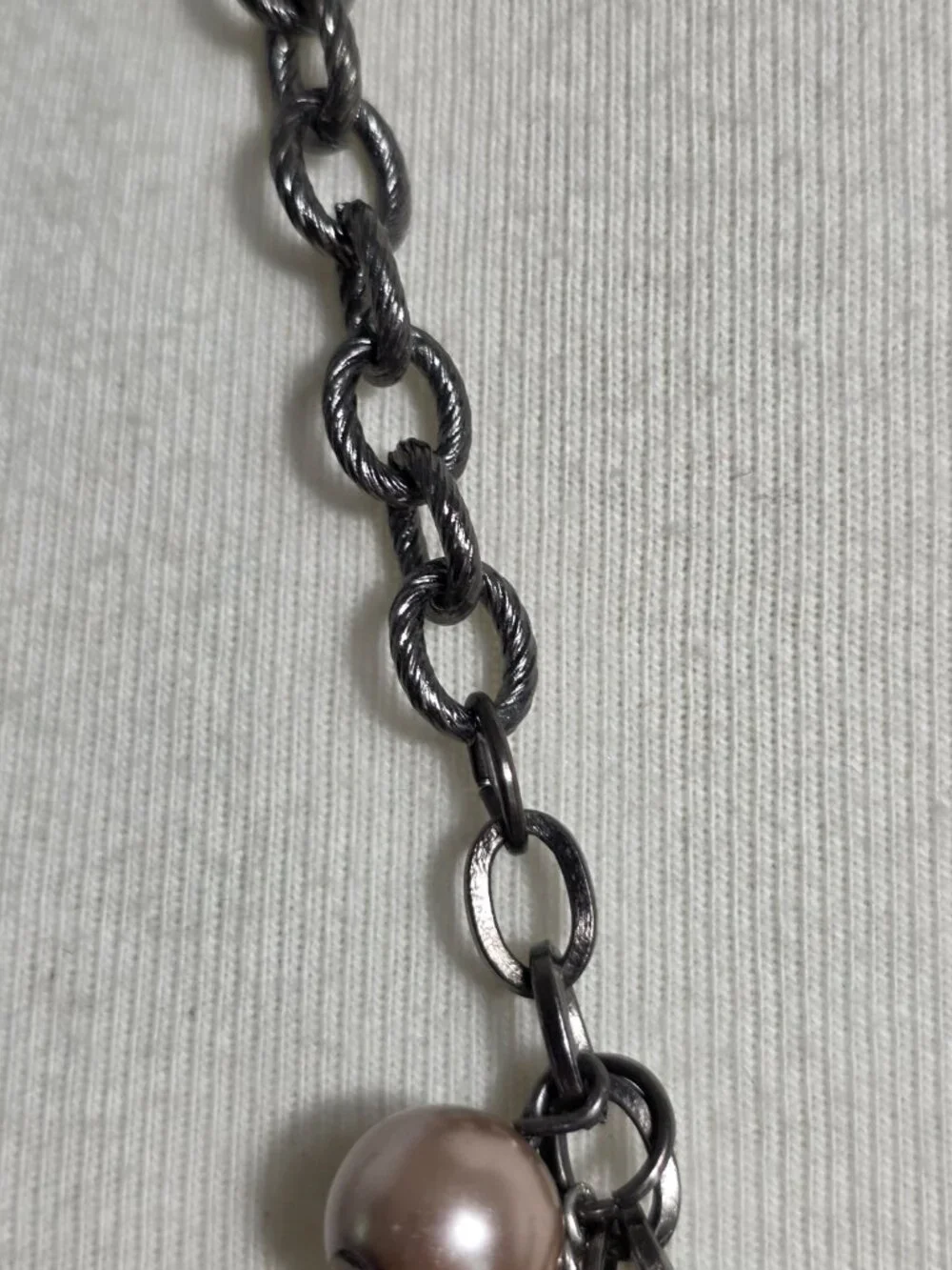 Simply Vera Wang Pearl Bead Bib Necklace Taupe & Gray with Rhinestone Drops